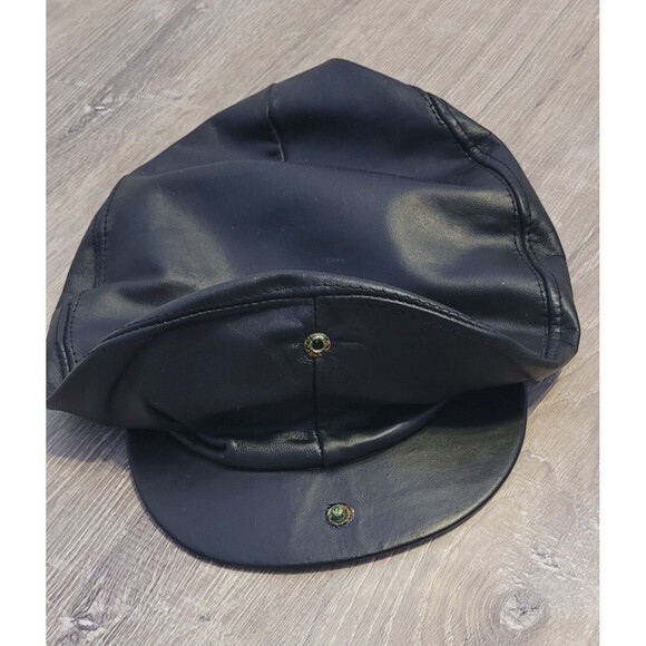 Vintage Bee Hats Genunie Leather Made In USA Flat Cap‎ Newsboy Cap - Picture 7 of 10